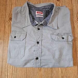 Mens 3X Wrangler Light Gray Button Up Short Sleeve Shirt